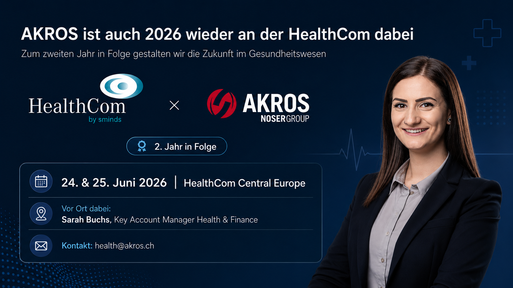 Gesundheit weiterdenken: AKROS ist auch 2026 wieder an der HealthCom dabei